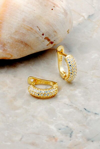 Sümer Telkari Taşlı Altın Yaldızlı Gümüş Küpe 5254