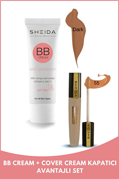 Sheida Bb Krem Dark Ve Cover Cream Kapatıcı 55 Ikili Set (KOYU RENK)