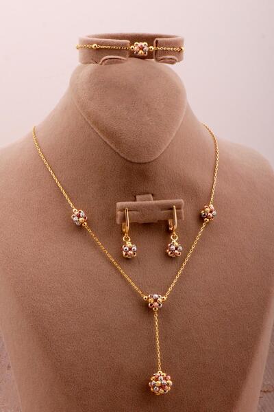 Sümer Telkari Tasarım Renkli Dorissa Toplu Gümüş Set 2737