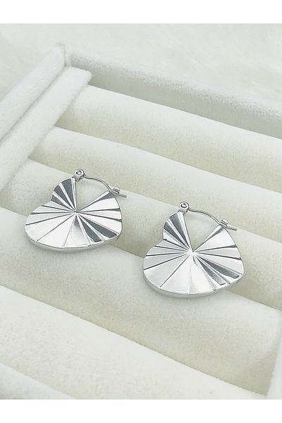 DS DİAMONDSHOP Halka Heart Model - Steel Earrings Byçkp- 202411322