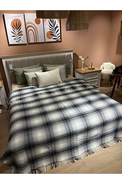 MaVaux Sesli Comfort Series Oversized Cotton Boxed Scotch Blanket 200X220 1750Gr