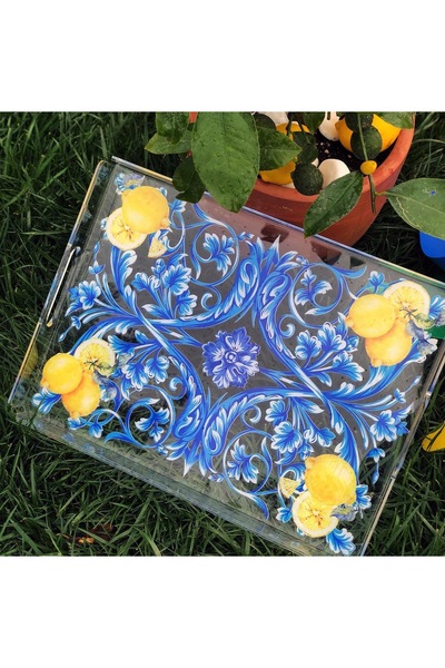 Queen Bee İstanbul Milano Şeffaf Pleksi Tasarım Servis Ve Sunum Tepsisi -40x3...