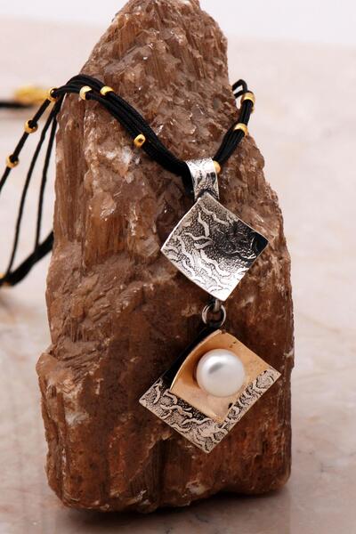 Sümer Telkari İnci Çekiç Dövme El Yapımı Gümüş Kolye 6798