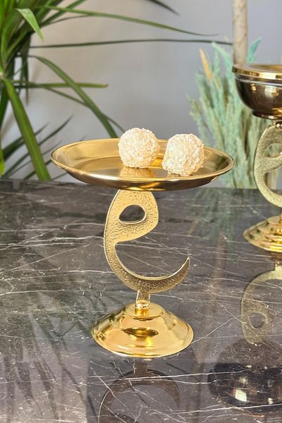 MAY HOME علبة معدنية على شكل حرف Vav، وعاء حلوى، وعاء حلوى، وعاء تقديم الطعام