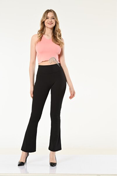 vogsign سروال نسائي سميك مضلع بأرجل إسبانية