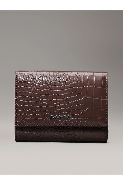 Calvin Klein Brown Patterned Logo Zipper Women's Wallet - K60K 612453 -Hjm