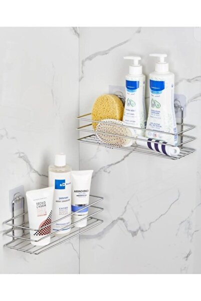 NEWSTORE HOME Vantuzlu Düz Metal Banyo Rafı