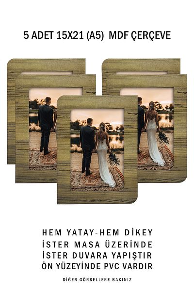 yhfoto 5 Pieces 15X21 Wood and Mdf Tape Photo Frame