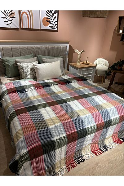 MaVaux Sesli Comfort Series Oversized Cotton Boxed Scotch Blanket 200X220 1750Gr