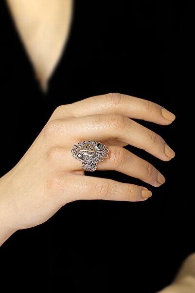 Sümer Telkari Elif Vav Telkari İşlemeli Gümüş Yüzük 2503