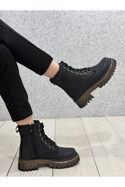 Wickers 2615 -1 Cizme cu talpă groasă din piele neagră
