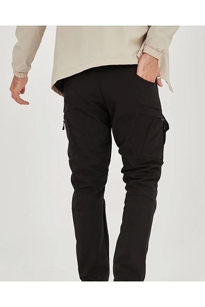 BASTI0 Men's Winter Black Outdoor Softshell with Fleece Inside Water and Windproof Tactical Pants