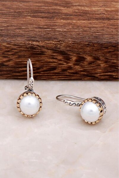 Sümer Telkari İnci Taşlı Tasarım Gümüş Küpe 4561