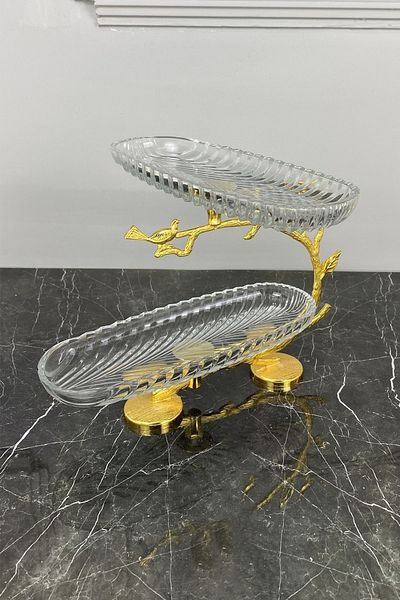 MAY HOME 2-Tier Boat Cookie Holder Presentation Plate