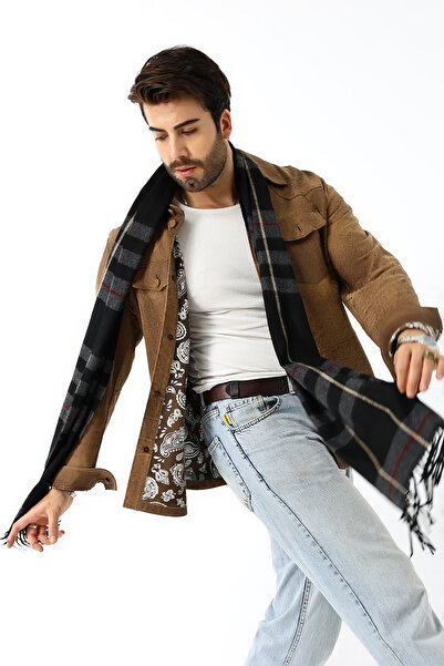 kdm kadim tekstil Erkek Ekose Desenli Atkı