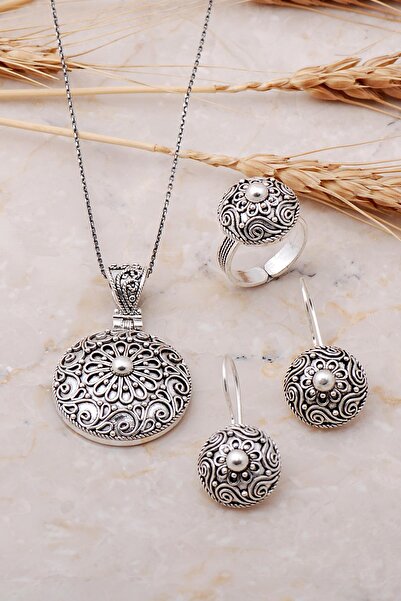 Sümer Telkari Telkari Işlemeli Asur Motifli Elişi Gümüş Set 1878