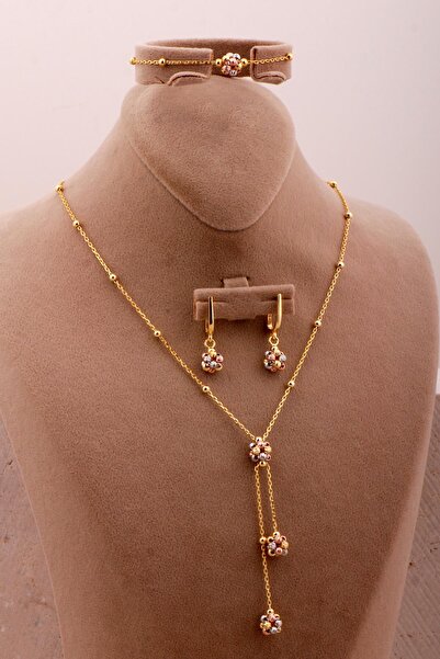 Sümer Telkari Tasarım Renkli Dorissa Toplu Gümüş Set 2732