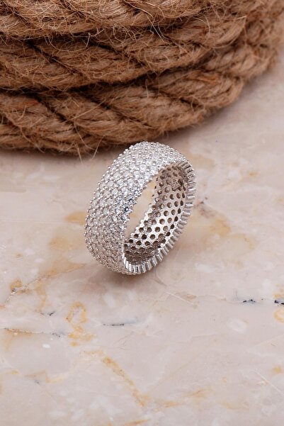 Sümer Telkari Tamtur Beş Sıra Rodyumlu Gümüş Yüzük 2656