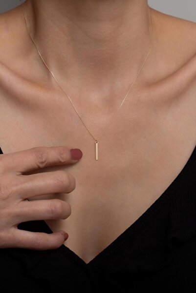 Bayar Gold 14 Ayar Altın Çubuk Plaka Kolye