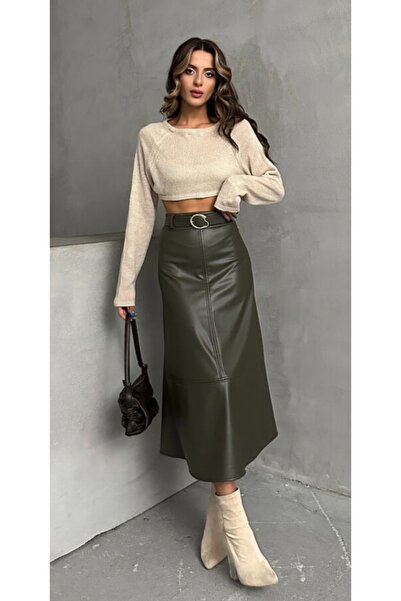 TOPSHOW Базова спідниця зі штучної шкіри з поясом