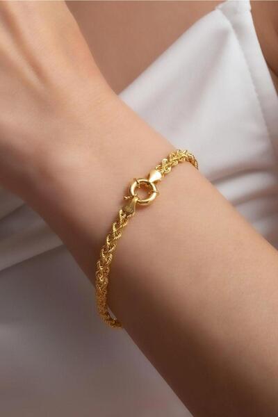 Bayar Gold 14 Ayar Altın Çift Sıra Burgu Bileklik
