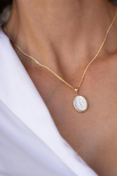 Bayar Gold 14 Ayar Altın G Harfli Sedef Kolye