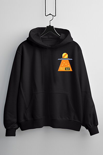 Zestia Hanocă neagră unisex cu glugă cu design gratuit de taxi - 100% bumbac ...