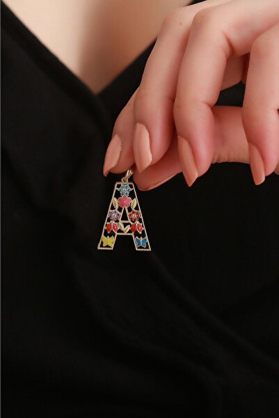 Bayar Gold 14 Ayar Altın A Harf Çiçek Kolye Ucu