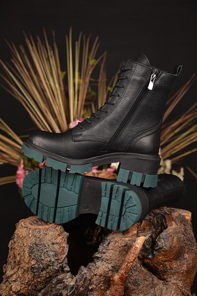Mammamia Cizme de damă, negre, 100% piele naturală, iarnă, impermeabile, anti-alunecare, talpă din cauciuc, ușoare, stil confortabil