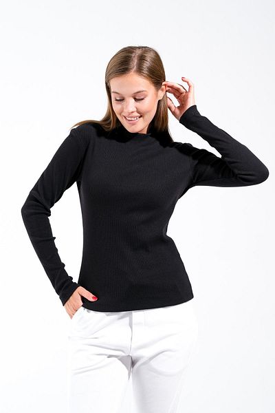 Signature Style 724102 _Top cu mânecă lungă pentru femei, cu gât țesut