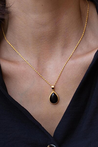 Bayar Gold 14 Ayar Altın Onix Taşlı Kolye