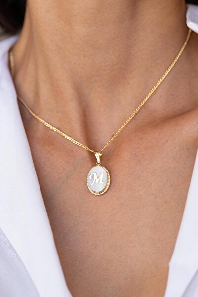 Bayar Gold 14 Ayar Altın M Harfli Sedef Kolye