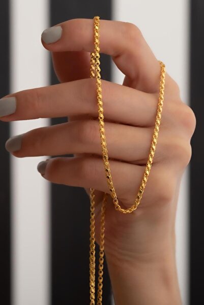 Bayar Gold 14 Ayar Altın Zarif Pullu Halep Zincir Kolye 2 mm