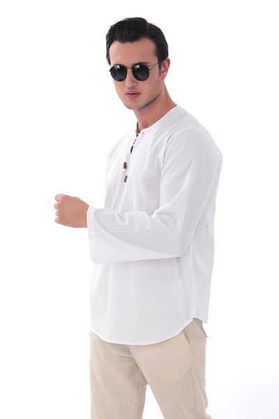 Suffa Oversize Collarless White Shirt
