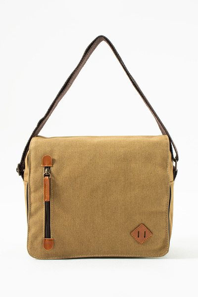 Fiyaka GK61 Beige Color Canvas Messenger Bag - Multi-Compartment, University Shoulder Bag, MacBook Tablet Bag