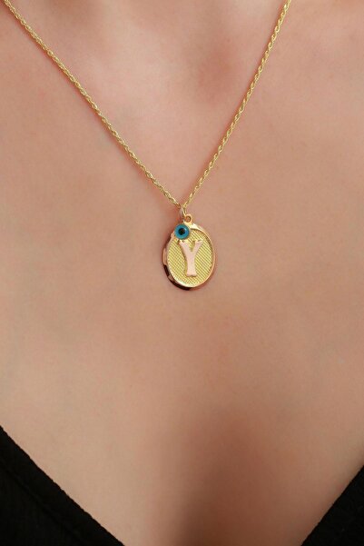 Bayar Gold 14 Ayar Altın Y Harf Oval Kolye