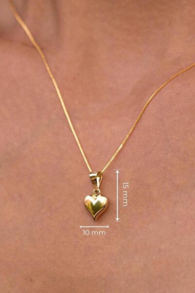 Bayar Gold 14 Ayar Altın Bombeli Kalp Kolye