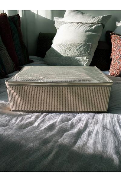 Çöllü Tekstil Multi-Purpose Sofa Bed and under Base Large Storage Gray Striped