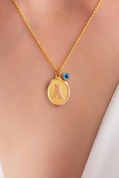 Bayar Gold 14 Ayar Altın A Harf Oval Kolye