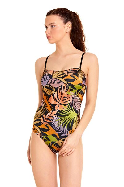 Argento Yaprak Desen Straplez Mayo