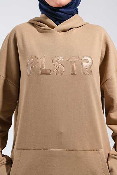 Plistre 1596_ Nakışlı Oversize Tesettür Sweatshirt Büyük Beden Geniş Kalıp