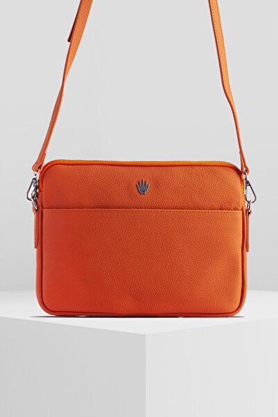 WATCHOFROYAL Orange Genuine Leather Shoulder Strap Handbag - Maestria