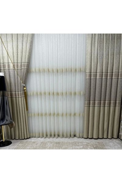 NİVEMESHOME Nivemeshome Venus Fj631728 V-116 1/3 Close Pleated Background Curtain Apm