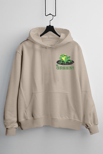 Zestia Hanorac unisex, cu imprimeu Be Green Design, croială normală, 100% bum...