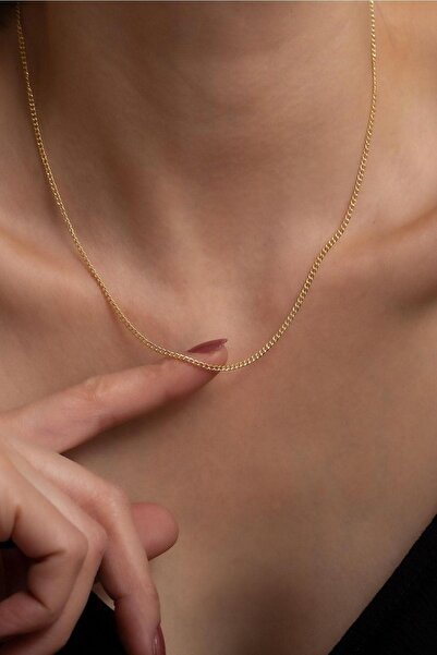 Bayar Gold 14 Ayar Altın Zarif Gurmet Zincir Kolye 1mm