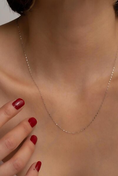 Bayar Gold 14 Ayar Altın Beyaz İnce Aynalı Zincir Kolye