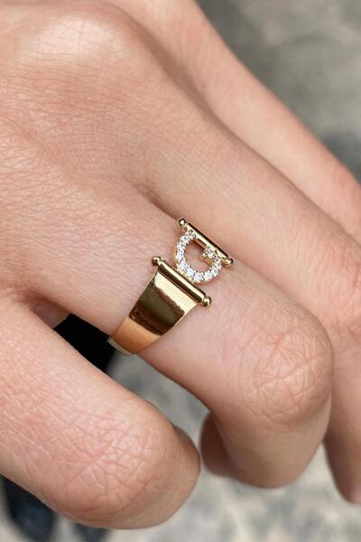 Bayar Gold 14 Ayar Altın Taşlı G Harf Yüzük