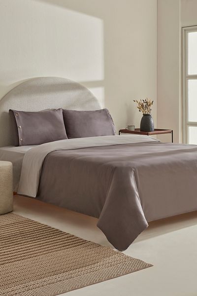 Karaca Home Anthracite Double Duvet Cover Set - 100% Cotton Base