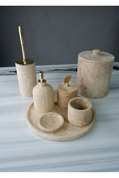 Mesa maden Traverten mermer 7’li banyo seti