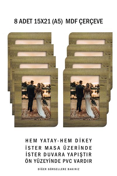 bymat 8 Pieces 15X21 Wood and Mdf Photo Frame - Taped Frame